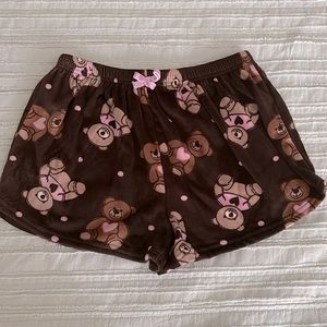 Coquette Bear Pajama Shorts with Pink Bow